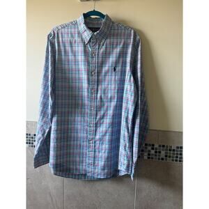 Ralph Lauren Cotton Blue Pink Plaid Button Down Shirt SZ L NWOT